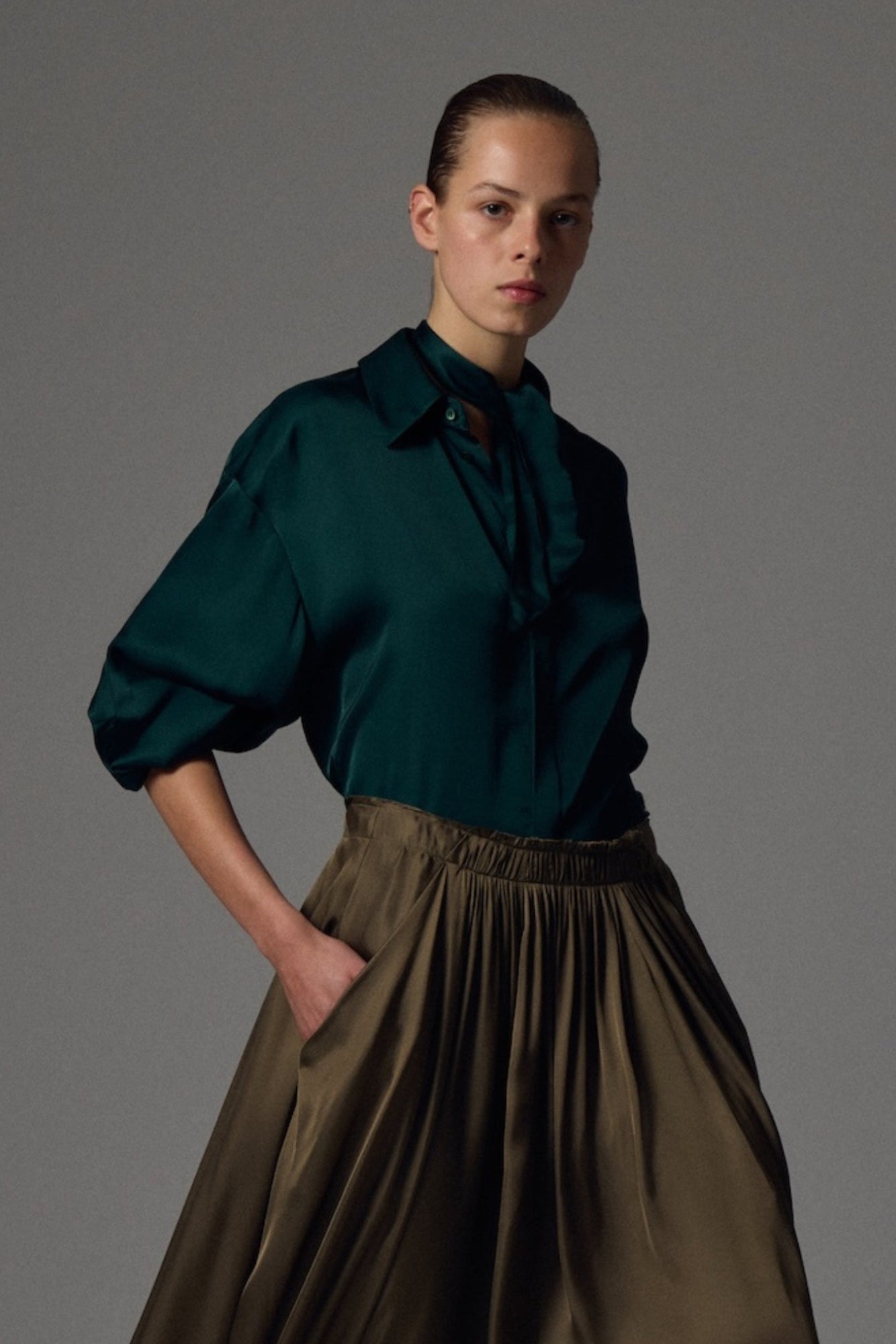 Sa Su Phi Susanna camicia crepe de chine fango