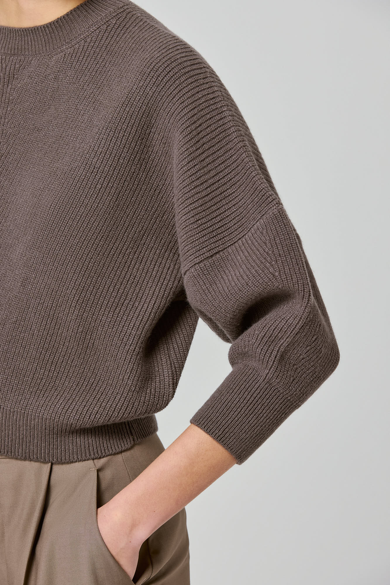 Sa Su Phi maglione coste cashmere fango 3/4