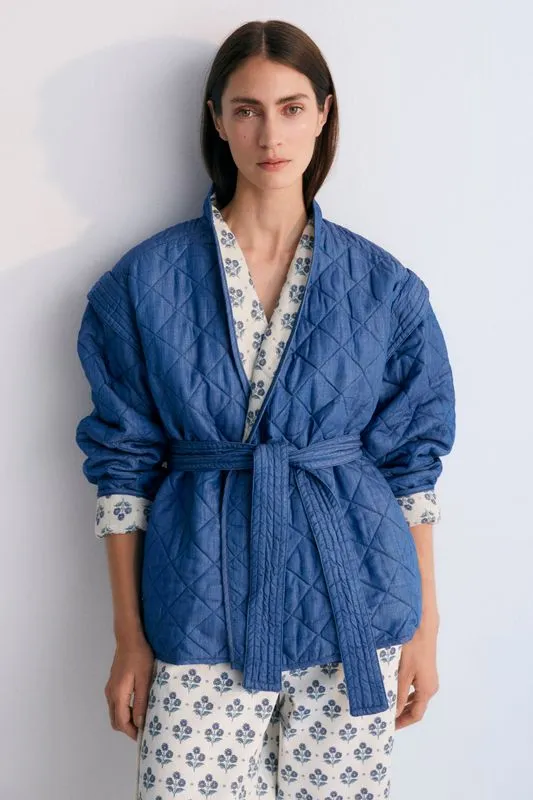 The New Society Eleni giacca reversibile lino fantasia