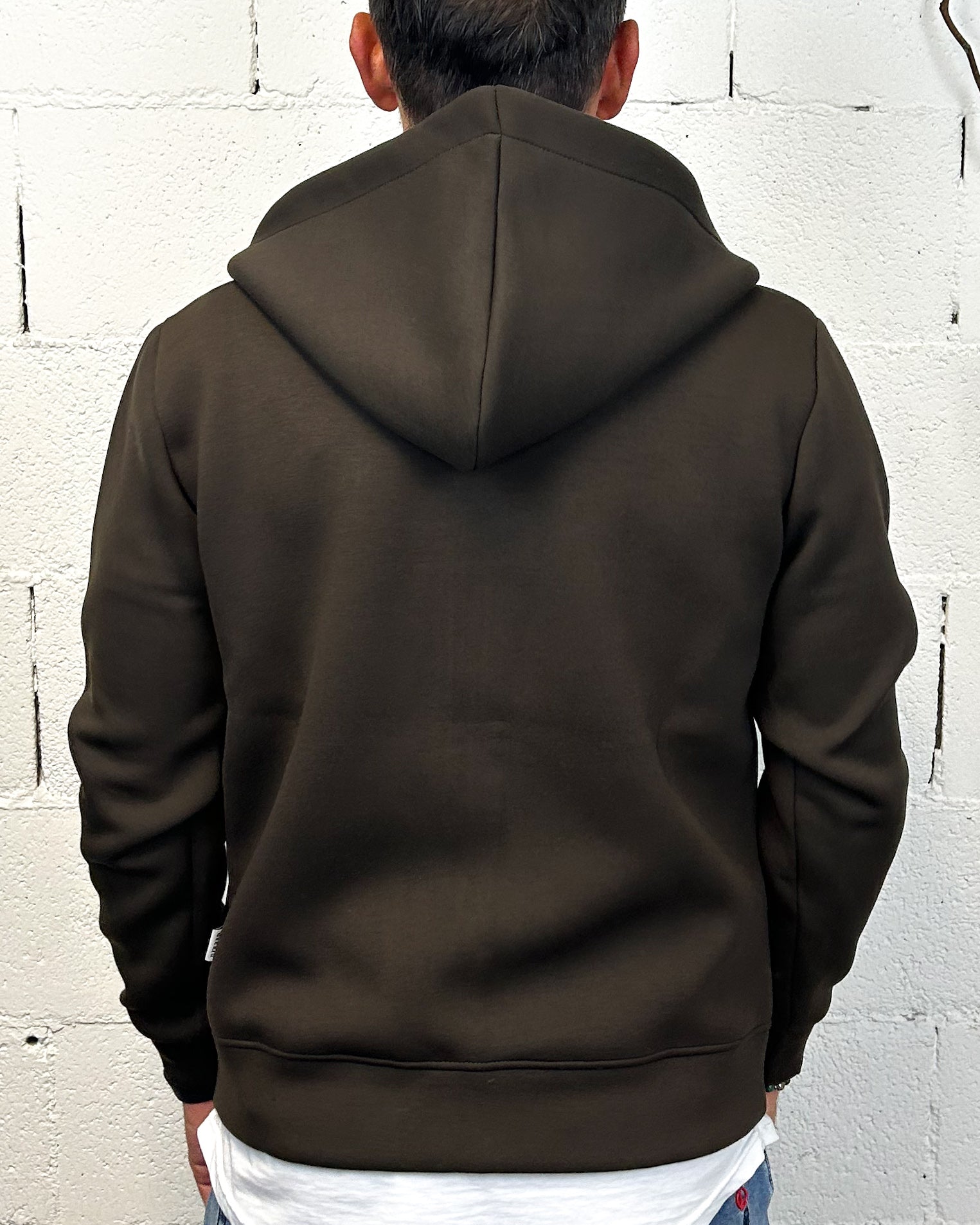 ONLYONE OVER-D felpa zip cappuccio moro vestibilità regolare