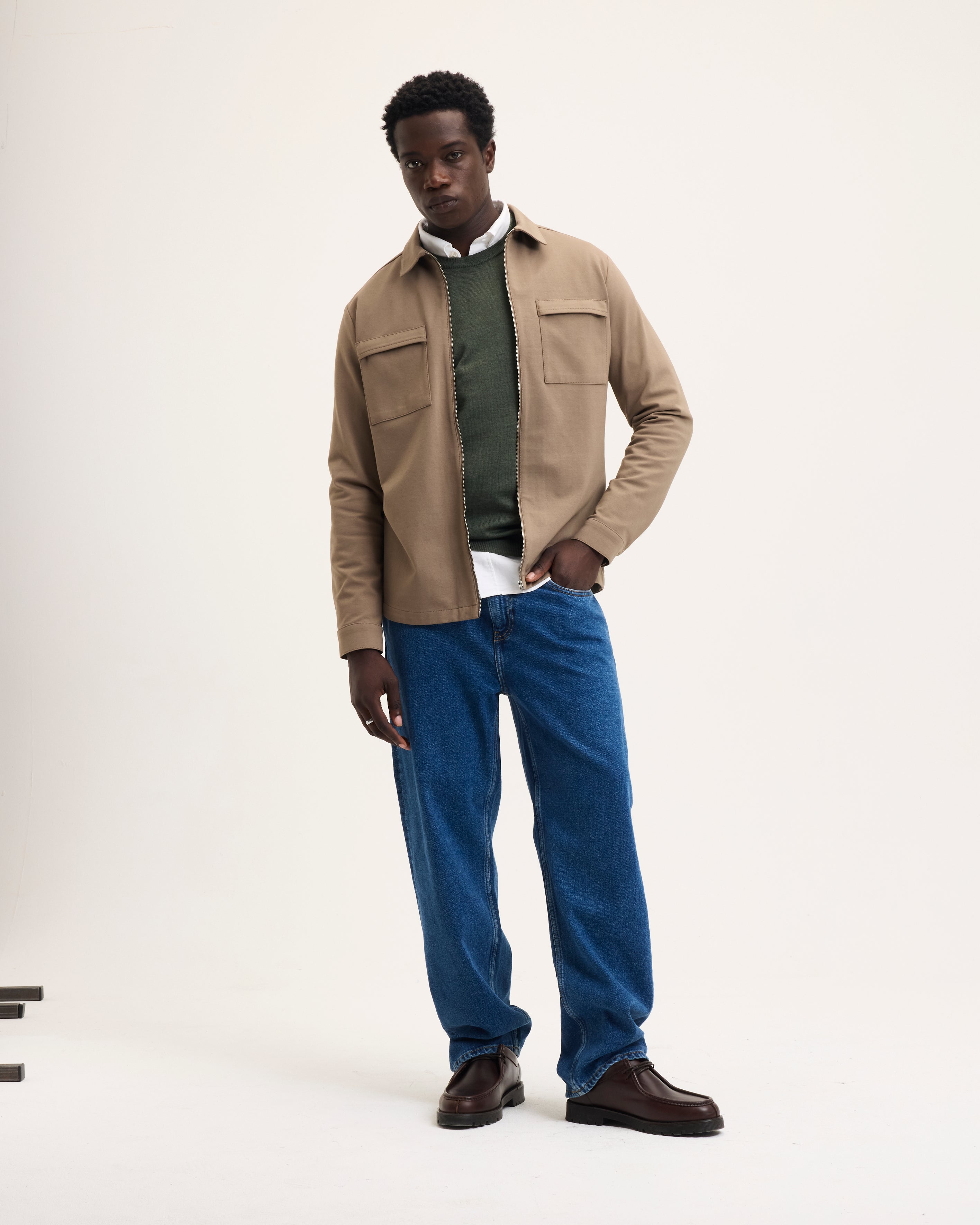 GOODPEOPLE Lavi camicia jersey Mocca elasticizzata