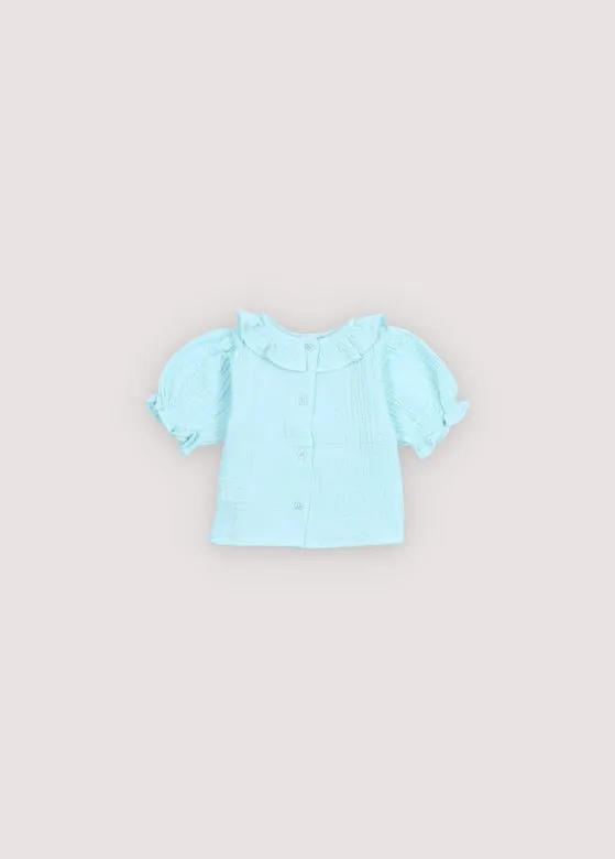 The New Society Campanilla camicia neonata 6m azzurra cotone