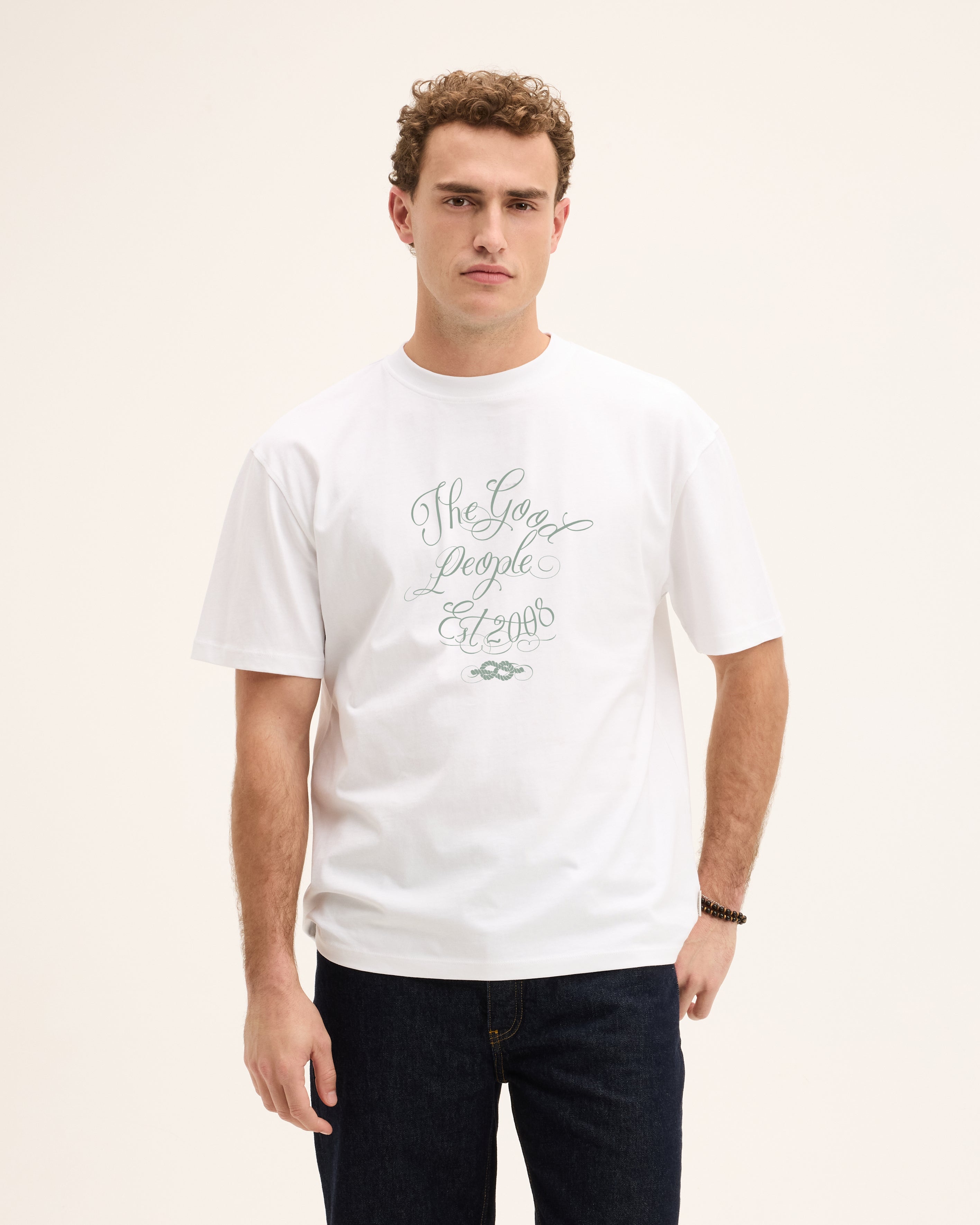 GOODPEOPLE Oscar t-shirt cotone bianca grafica
