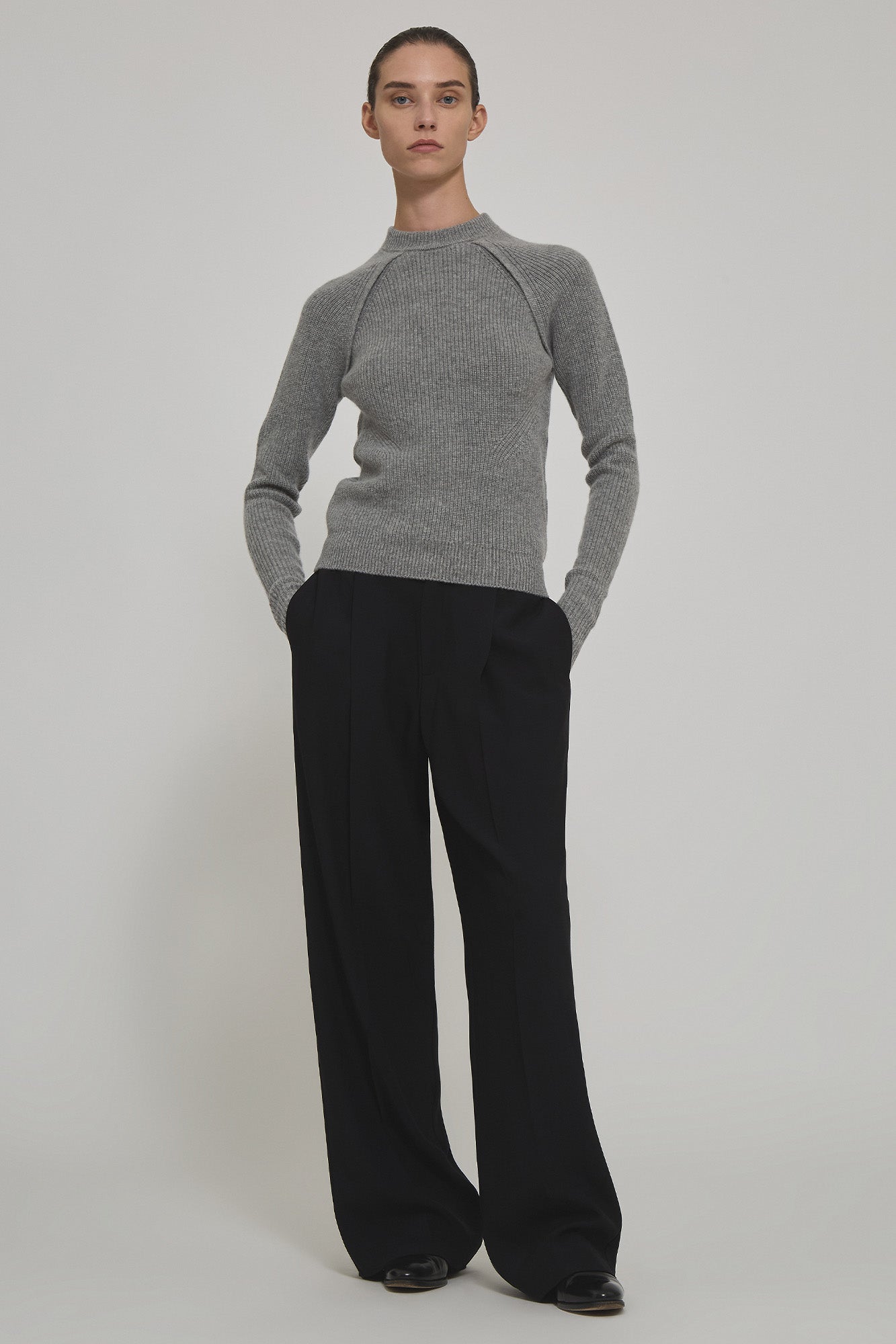 Sa Su Phi Marine maglione cashmere grigio girocollo