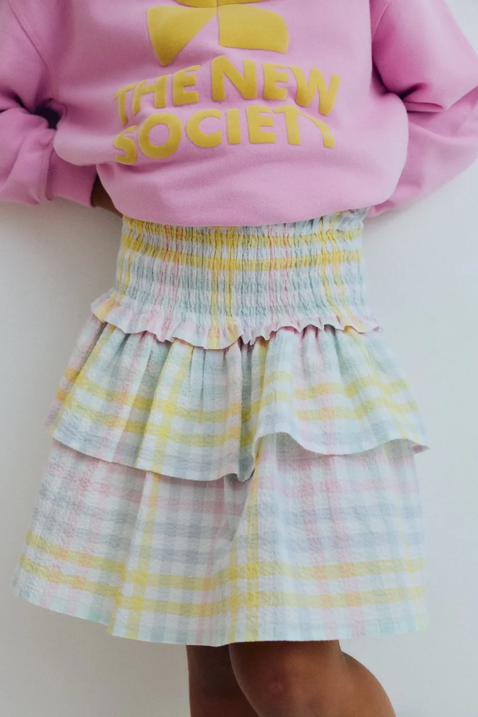 The New Society Mallow Check gonna bambina seersucker cotone