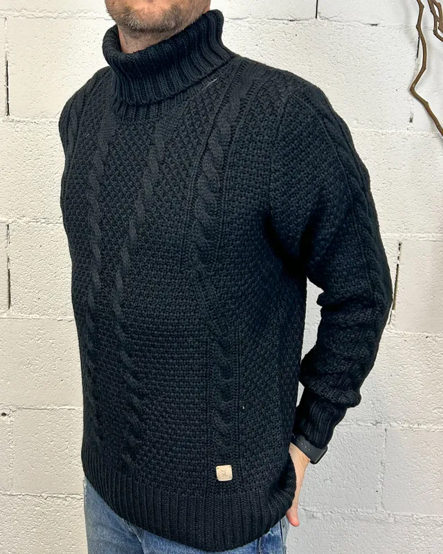ONLYONE Gianni Lupo Trecce dolcevita nero