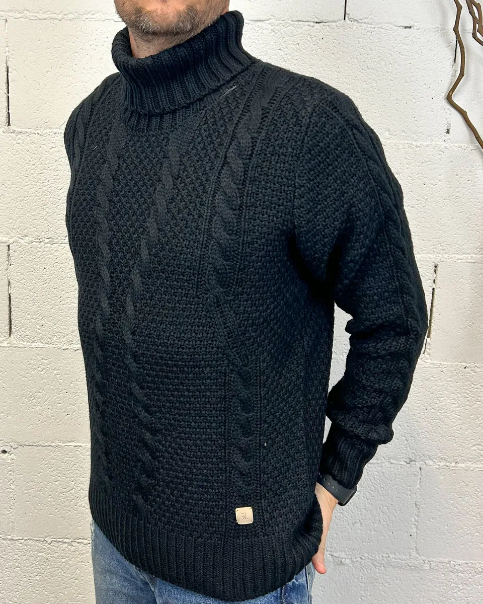 ONLYONE Gianni Lupo Trecce dolcevita nero