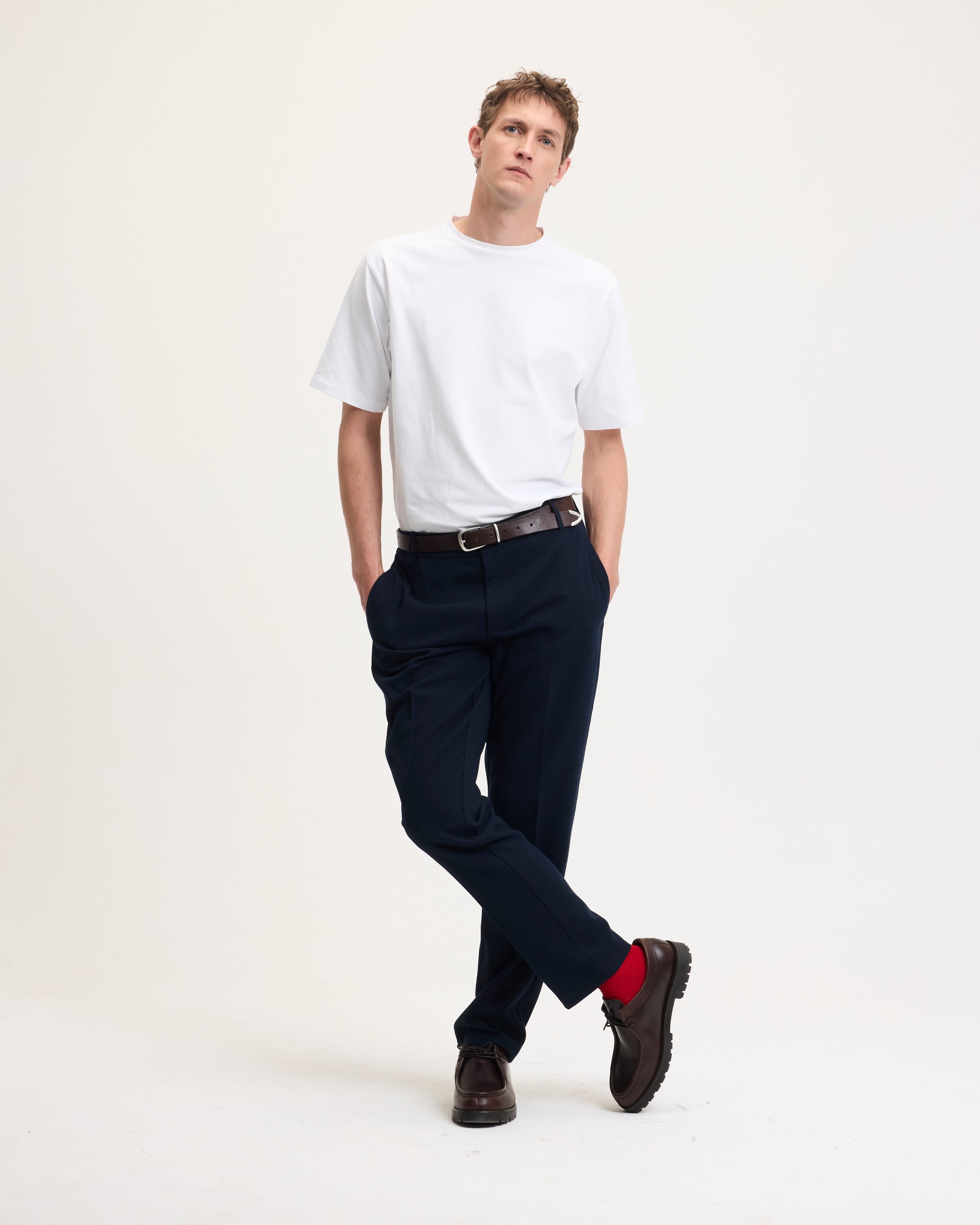 GOODPEOPLE Bueno Regular Fit pantaloni blu navy elasticizzati