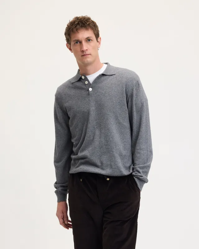 GOODPEOPLE Kario polo maglia manica lunga grigio melange