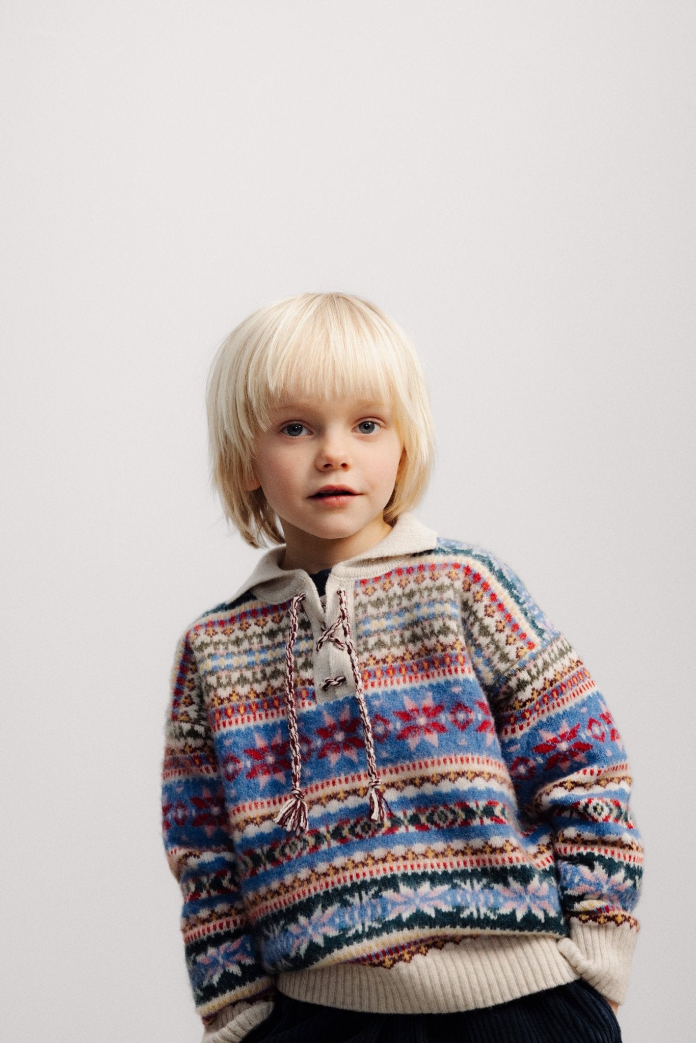 The New Society Caia Polo maglia bimba jacquard multicolore