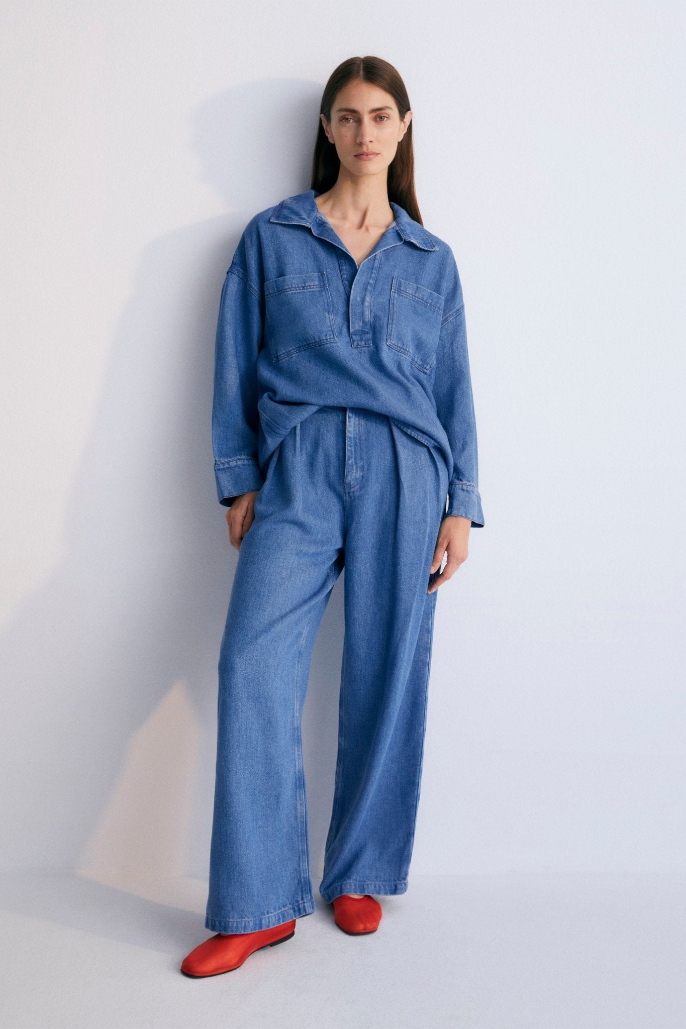 The New Society Micenas pantaloni denim blu lyocell