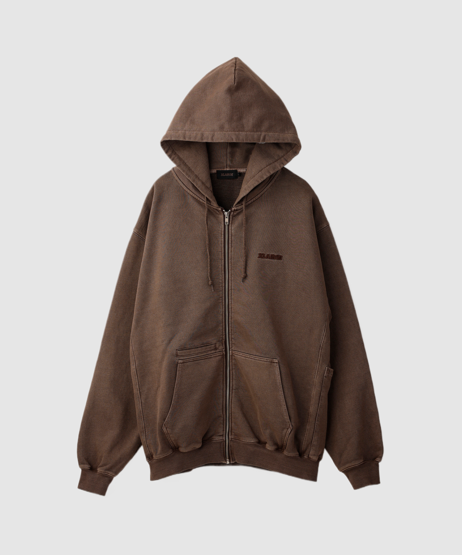 X-Large Pigment Dyed Work felpa zip cappuccio cotone
