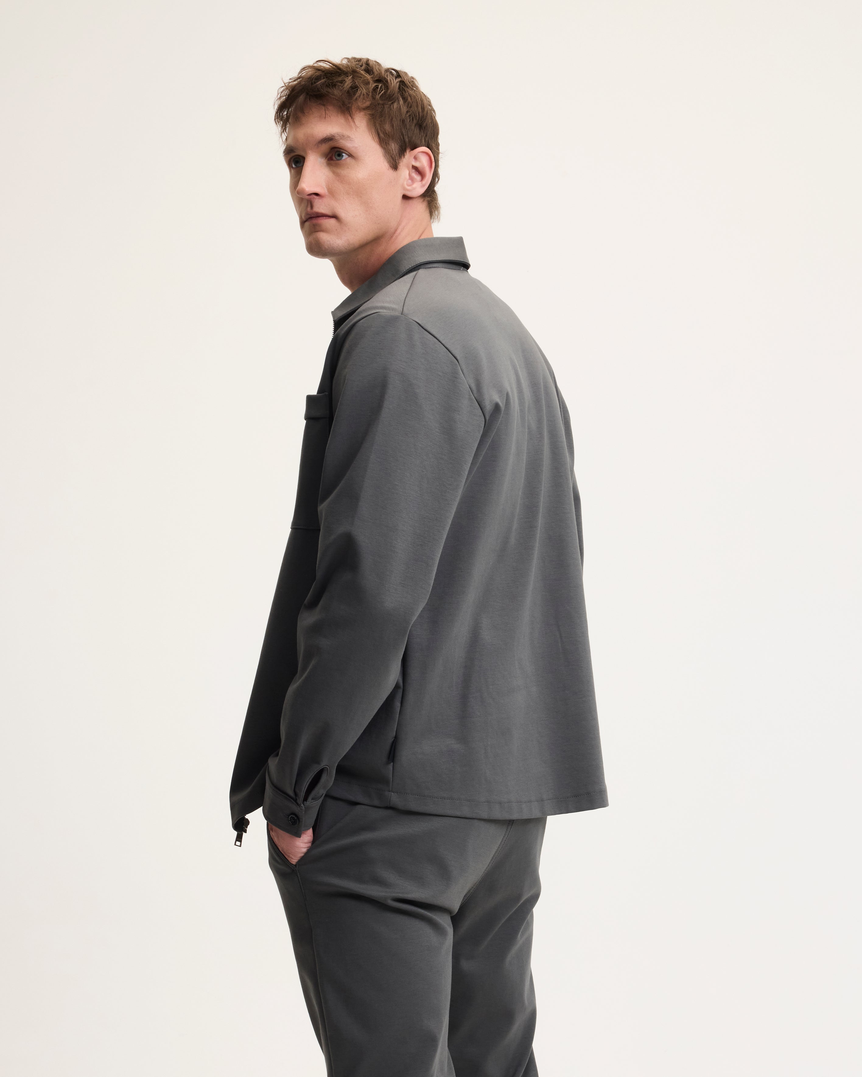 GOODPEOPLE Lavi camicia jersey verde scuro con zip