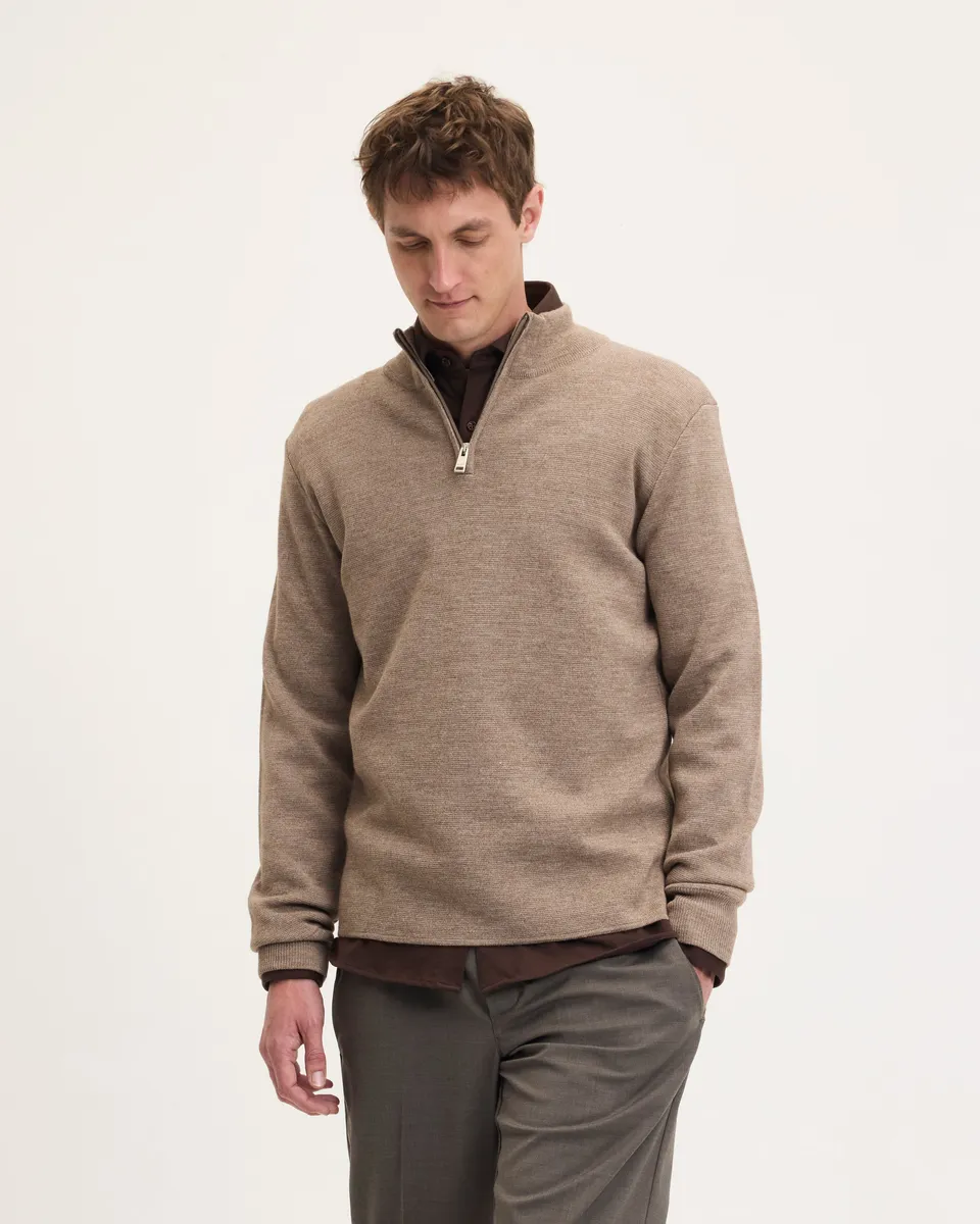 GOODPEOPLE Kamark maglione zip mocca lana