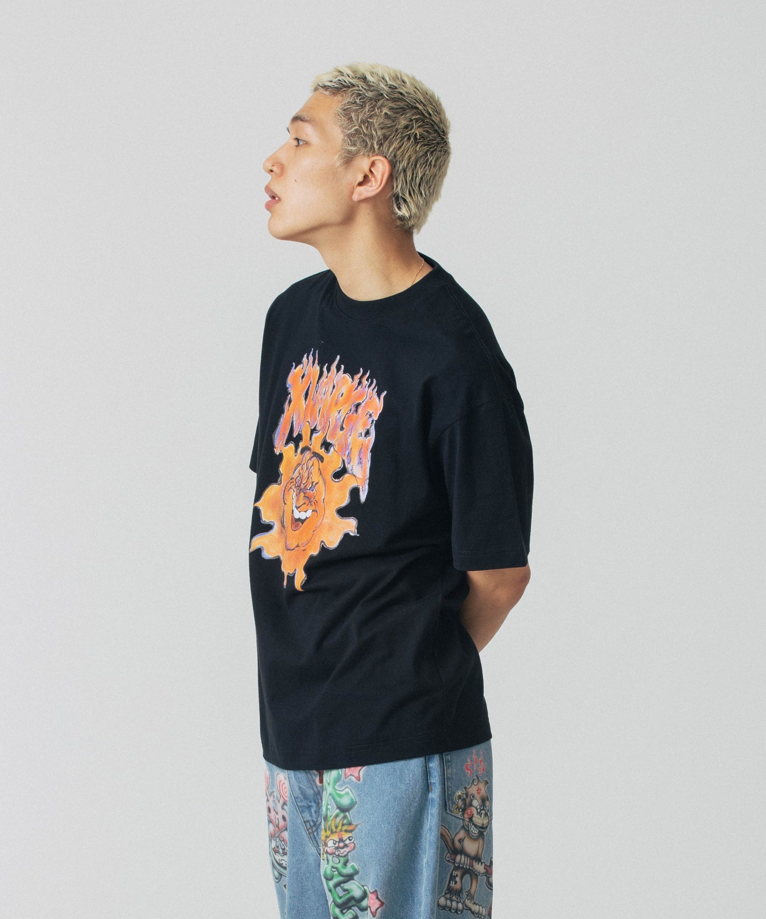 X-Large XL Burning t-shirt manica corta stampa fronte