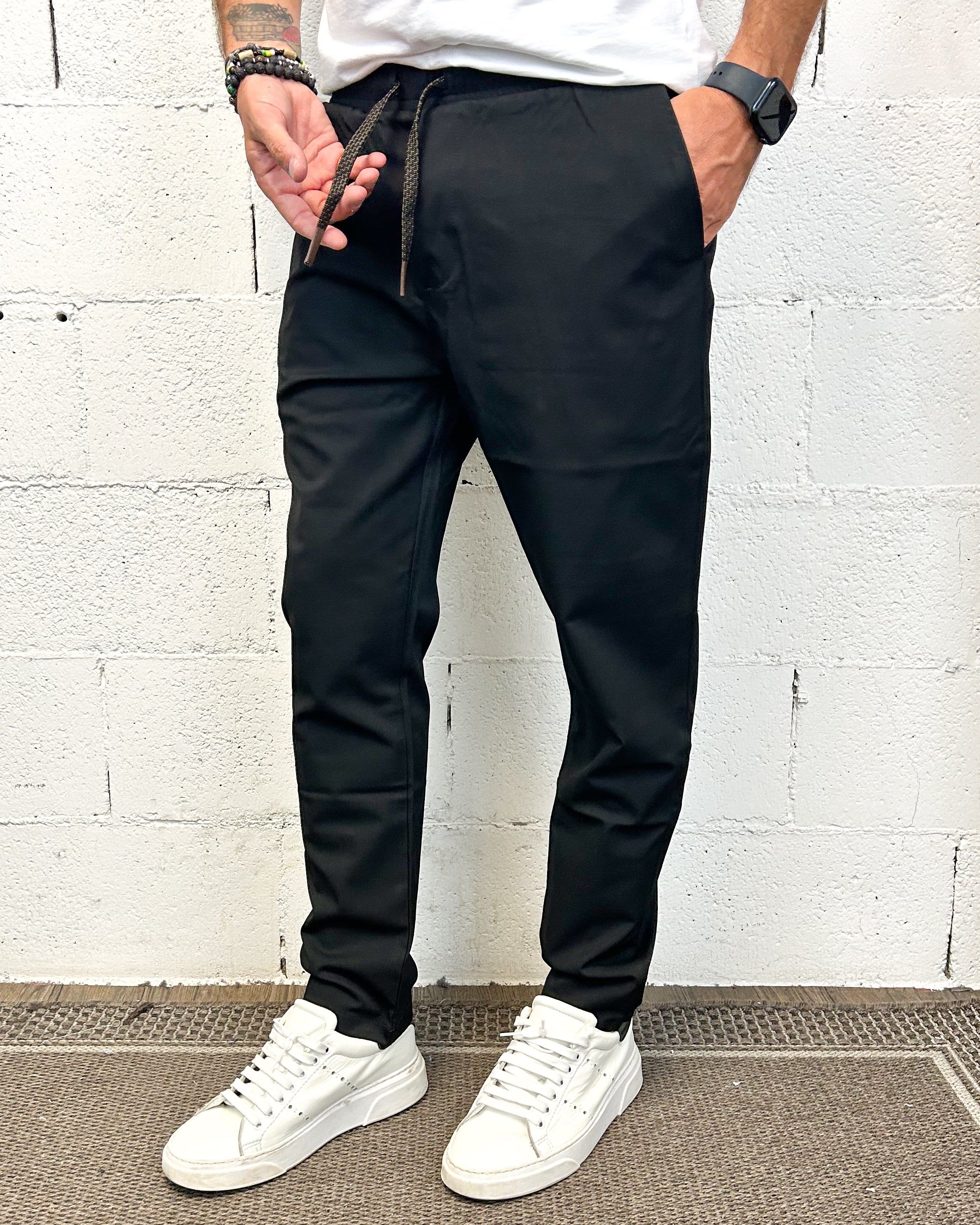 ONLYONE Gianni Lupo Leonard pantalone nero carrot fit