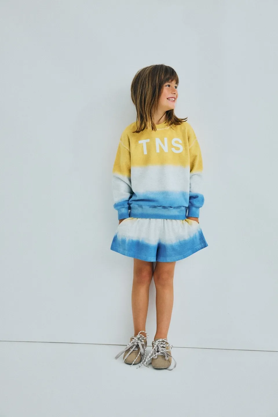 The New Society Tie Dye felpa bambina Mimosa gialla cotone