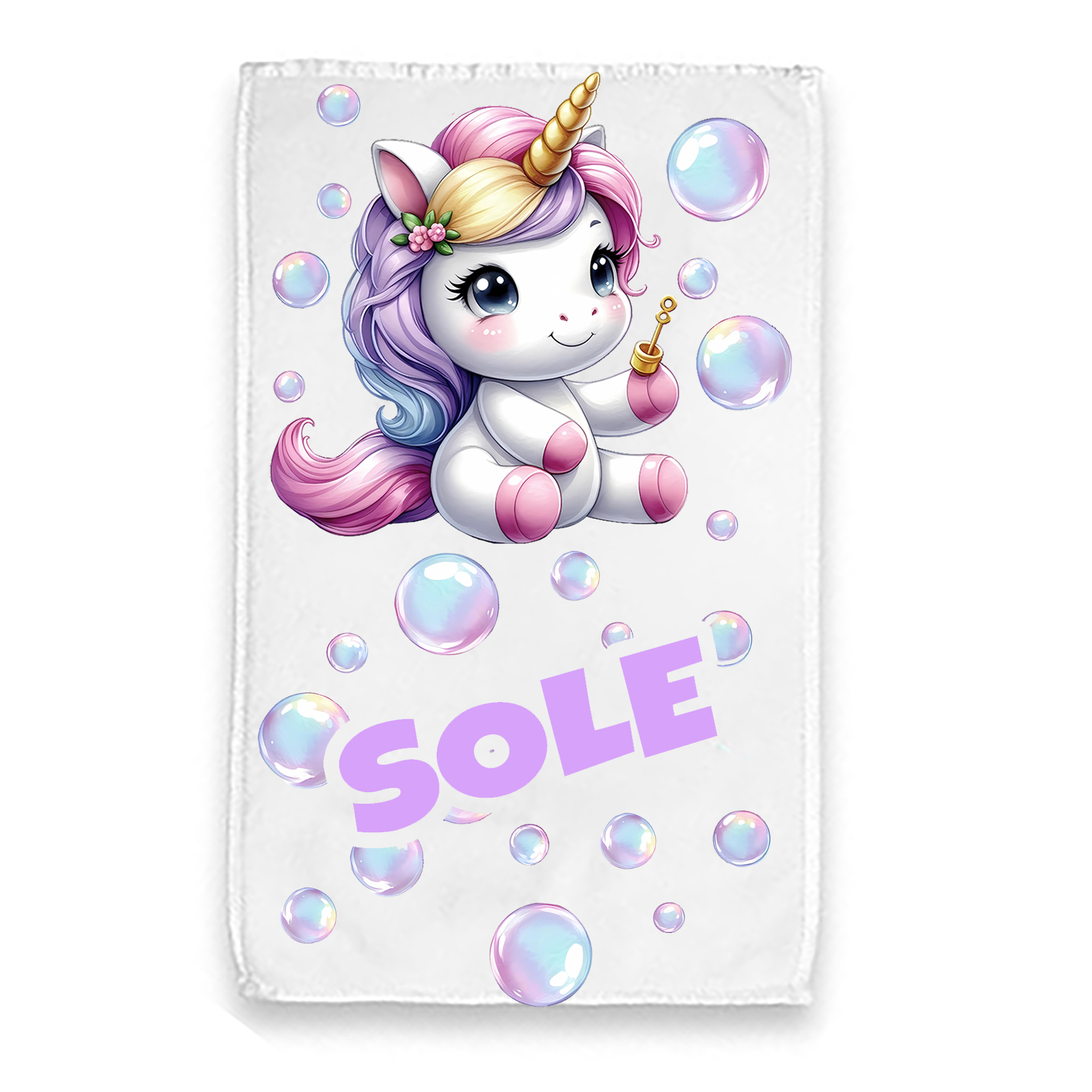Mr. Gadgets Unicorno Bolle asciugamano bambini personalizzato
