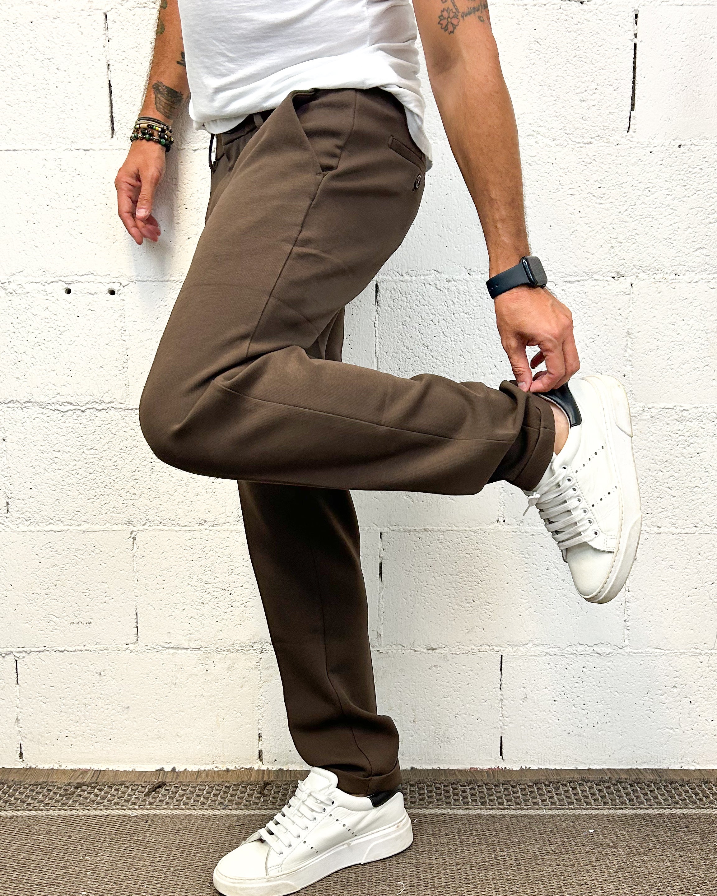 ONLYONE GIANNI LUPO Capri pantalone chino coffee vestibilità regolare