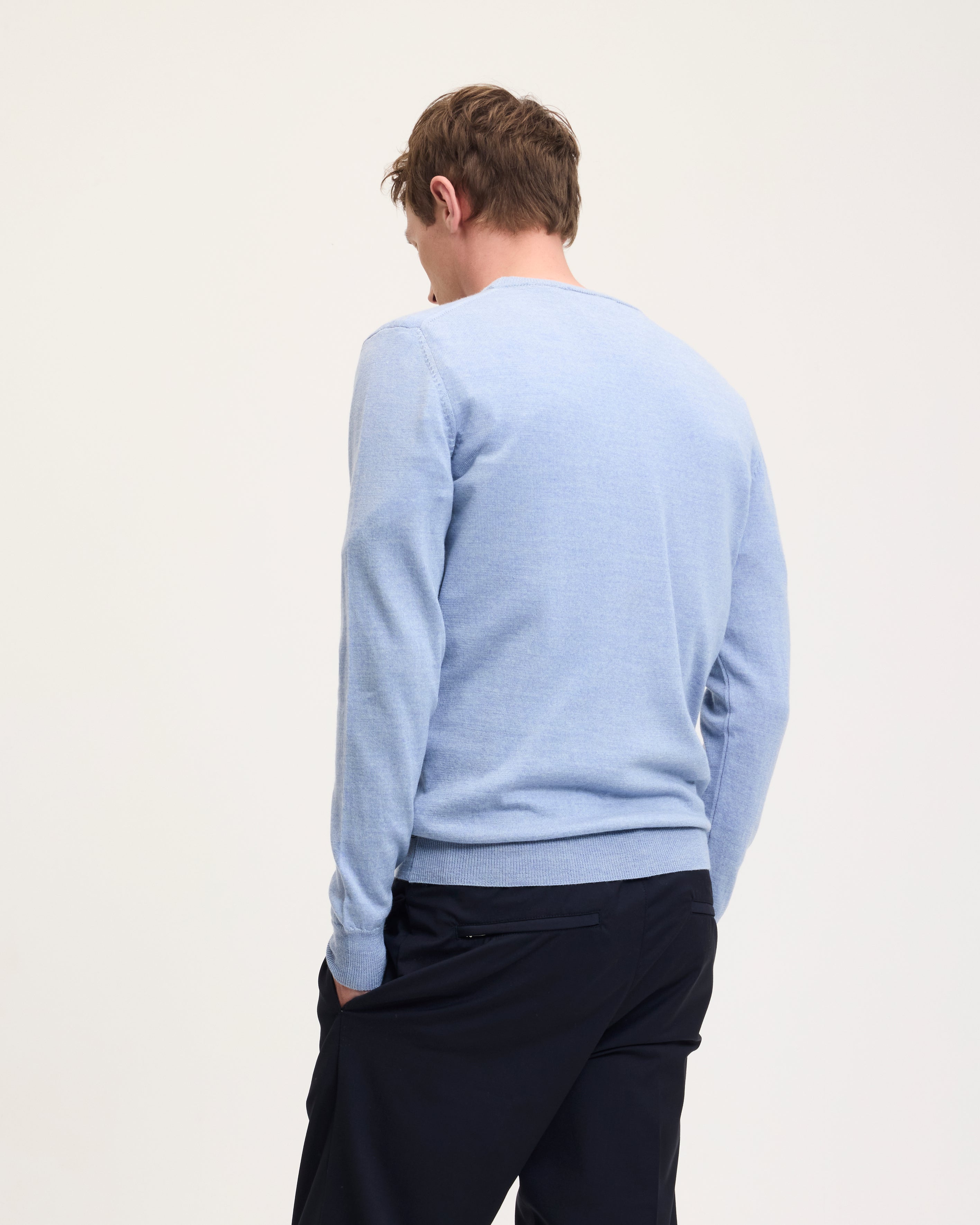 GOODPEOPLE Essential Maglione Merino Azzurro Melange