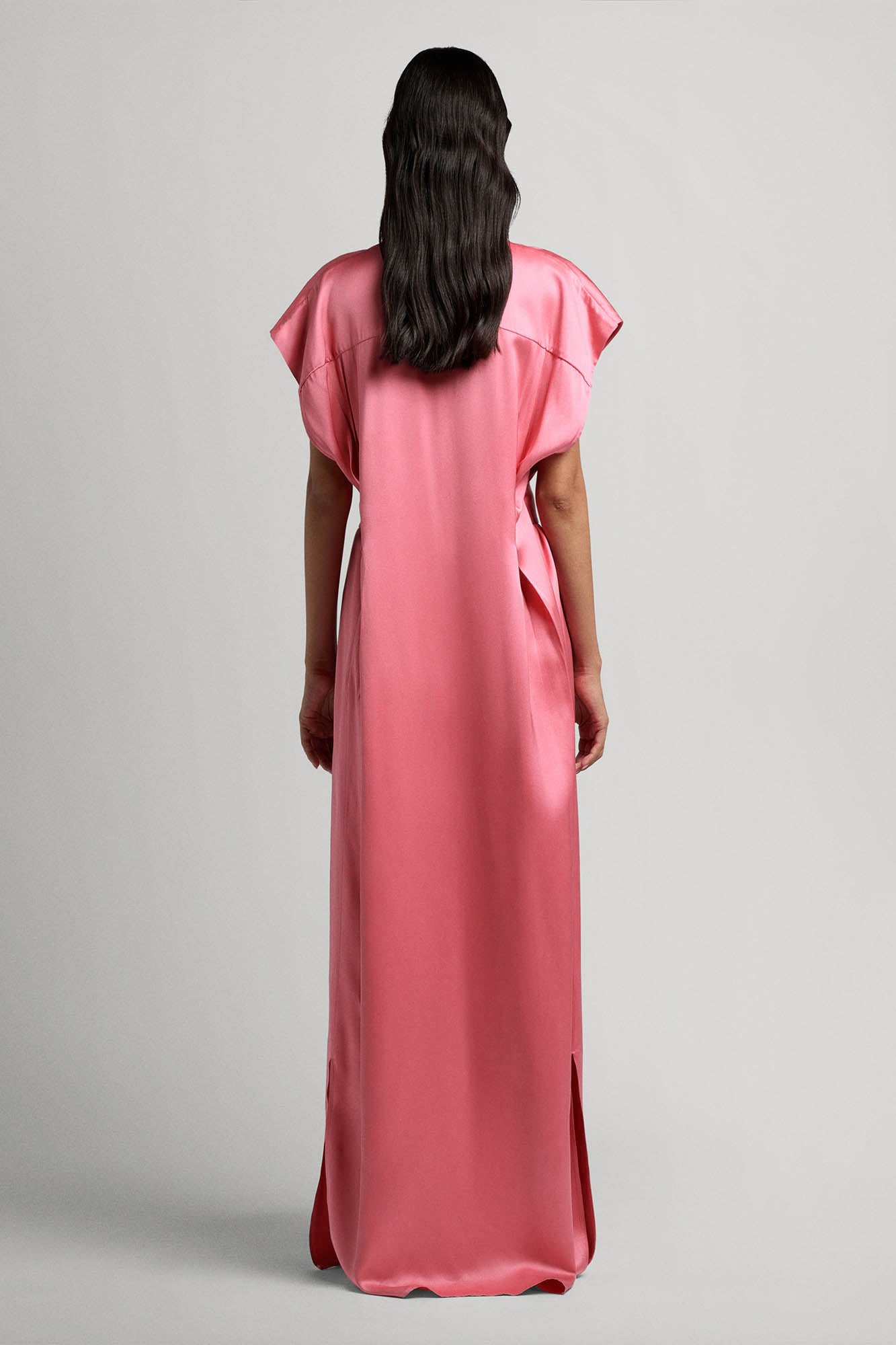 Sa Su Phi Francesca abito lungo raso rosa peonia