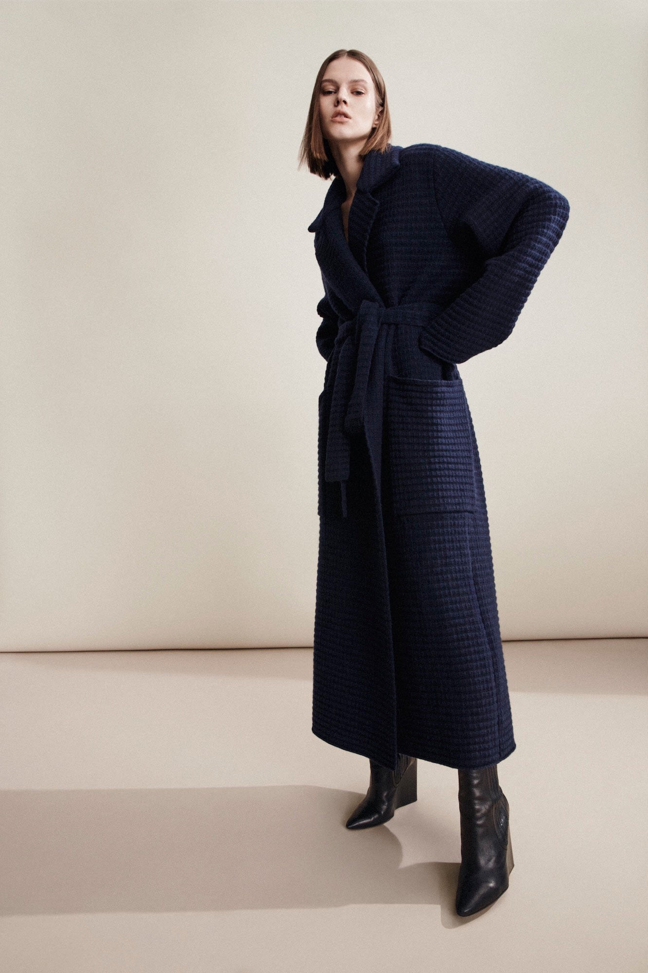 Sa Su Phi Caroline cappotto lungo blu cashmere lana