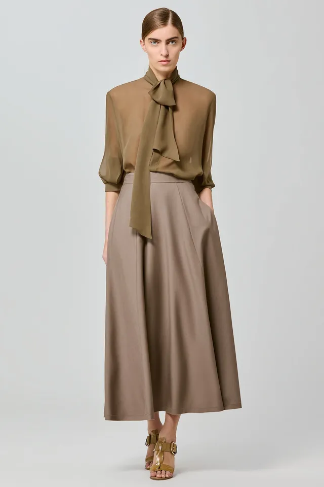 Sa Su Phi camicia avorio georgette con sciarpa