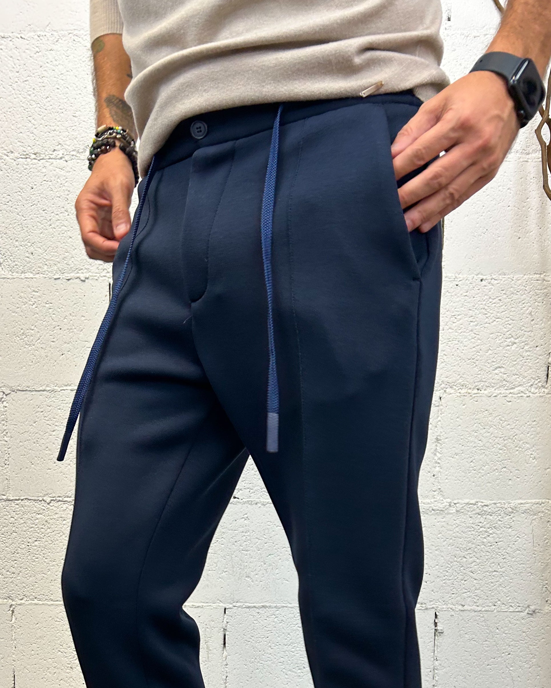 ONLYONE OVER-D pantamolla slim fit blu tasca filetto