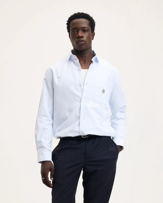 GOODPEOPLE Soy camicia riga azzurra in cotone leggero