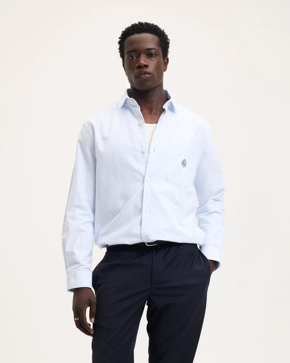 GOODPEOPLE Soy camicia riga azzurra in cotone leggero
