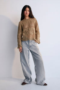 The New Society Calipso maglia donna Hemp uncinetto