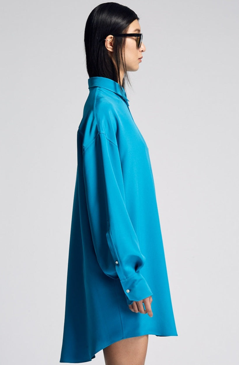 Sa Su Phi Roberta camicia oversize azzurra seta