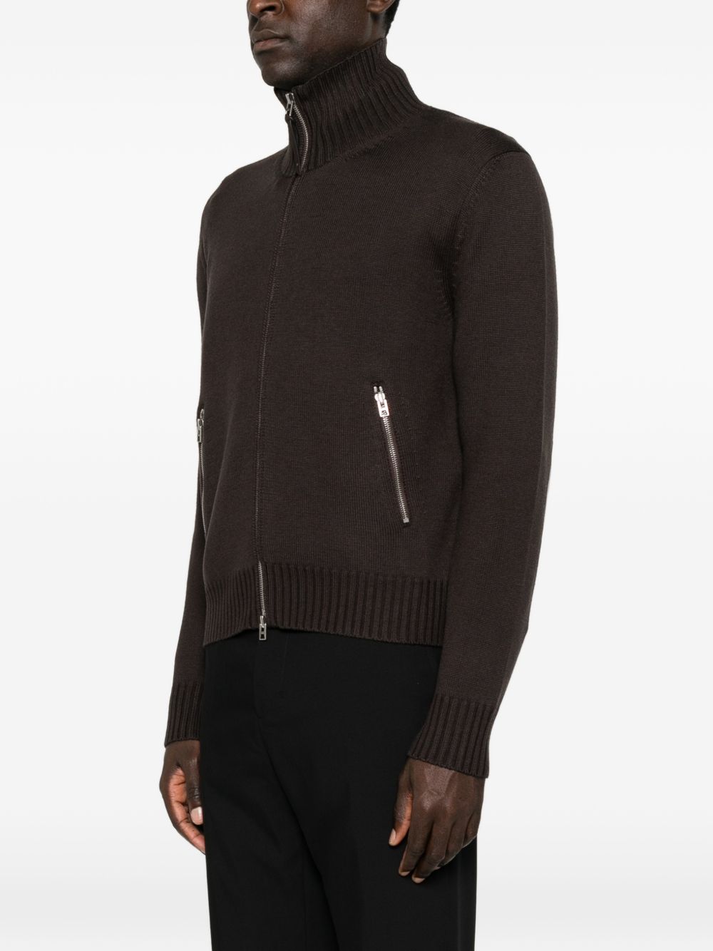 Tom Ford KZL027 maglia uomo marrone cioccolato