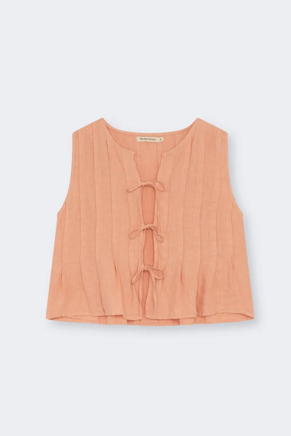 The New Society Melissa camicia donna pesca lino con lacci