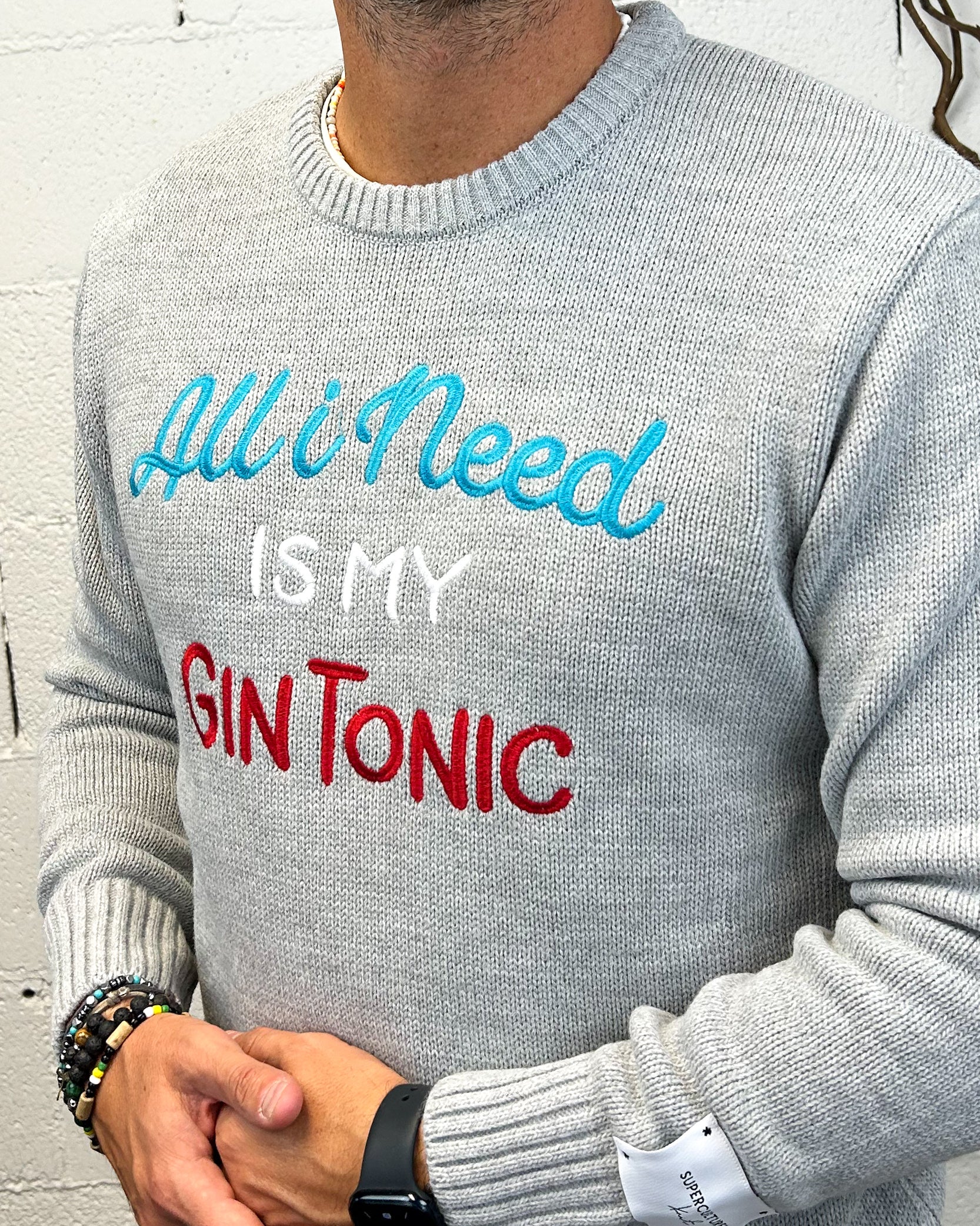 ONLYONE SUPERCULTURE All I Need pullover grigio regolare