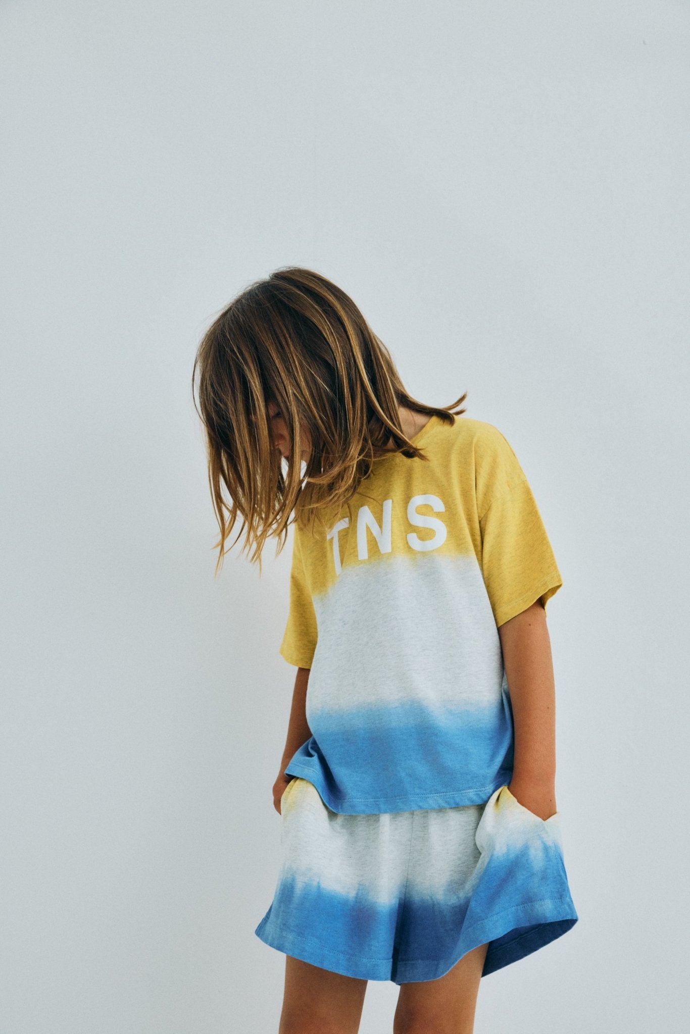 THE NEW SOCIETY Tie Dye pantaloncini Mimosa Yellow cotone