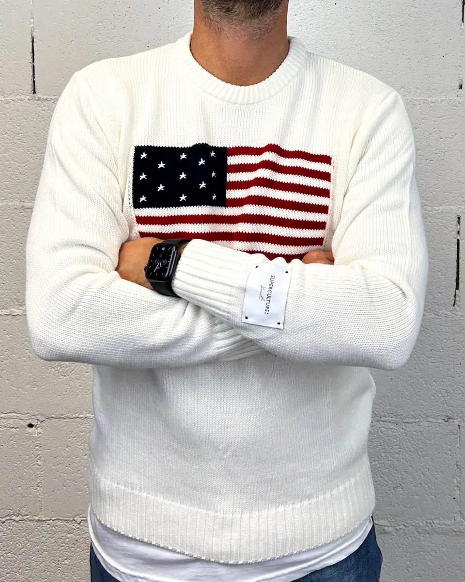ONLYONE SUPERCULTURE U.S.A pullover bianco vestibilita regolare