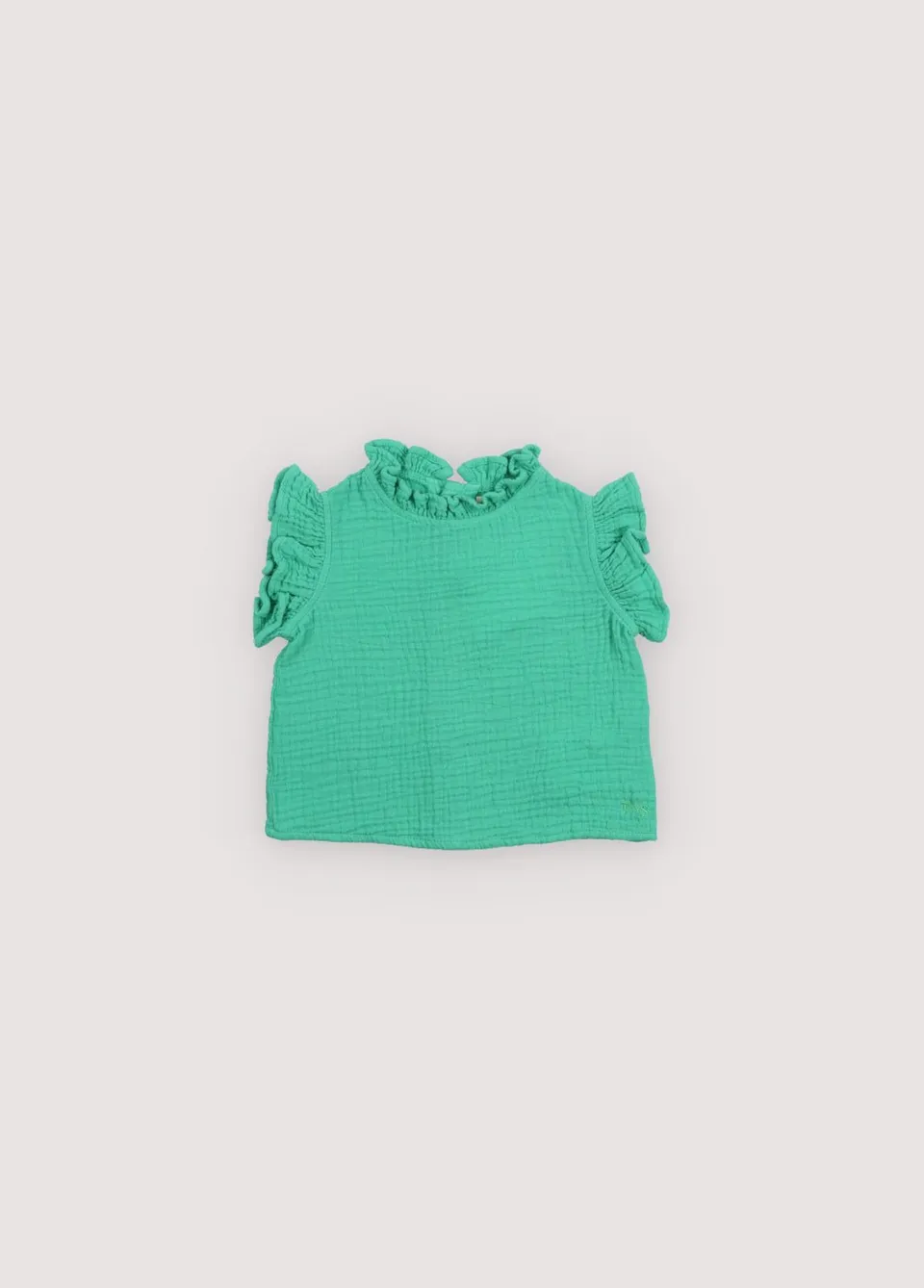 The New Society Spyros camicia neonato verde 6m mussola cotone