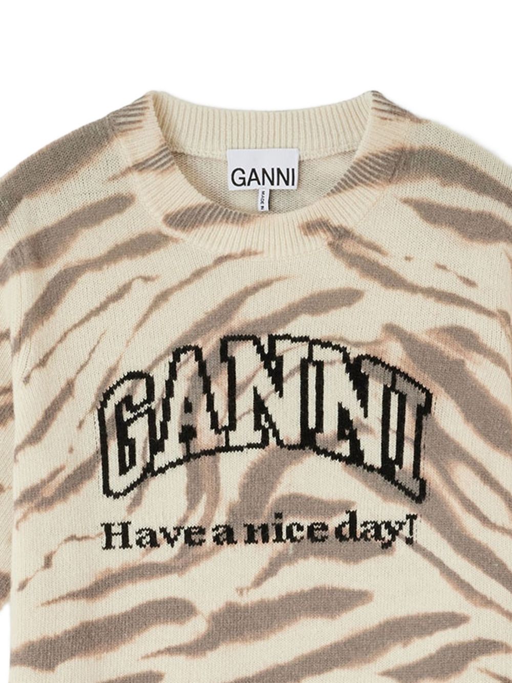 Ganni A1050227 t-shirt beige lana maniche corte