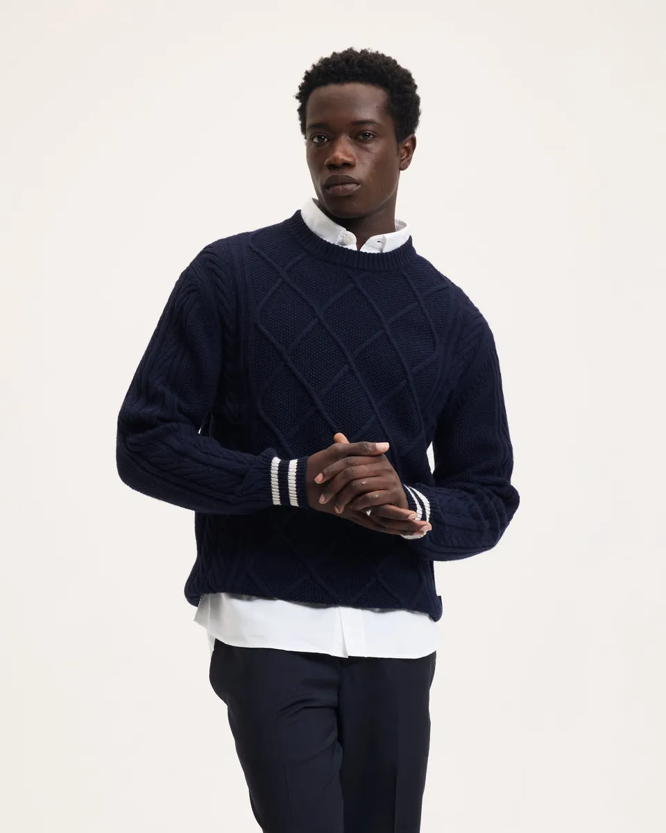 GOODPEOPLE Kpattern Maglione Lana Blu Navy Motivo