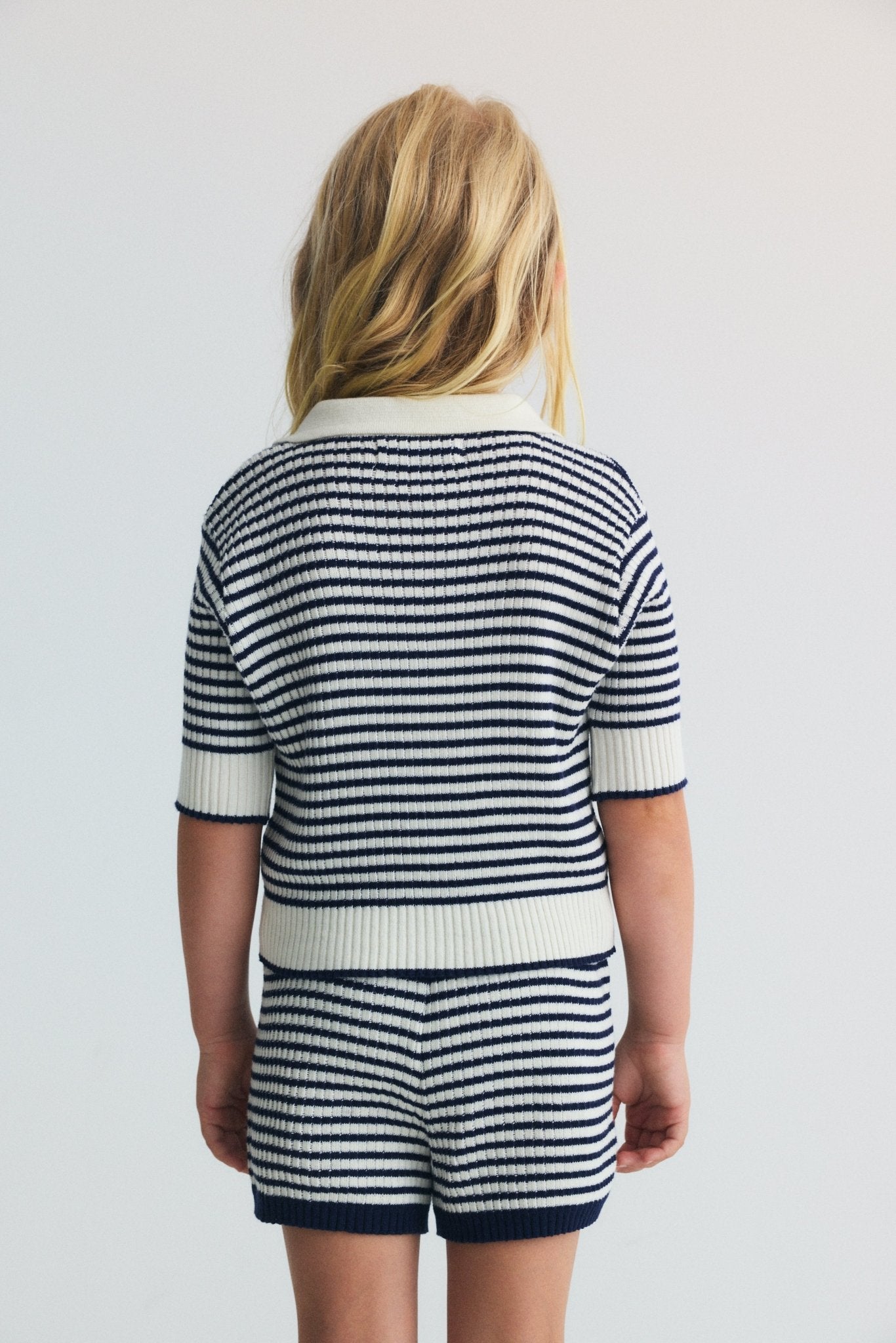 The New Society Azalea polo bambina cotone righe blu