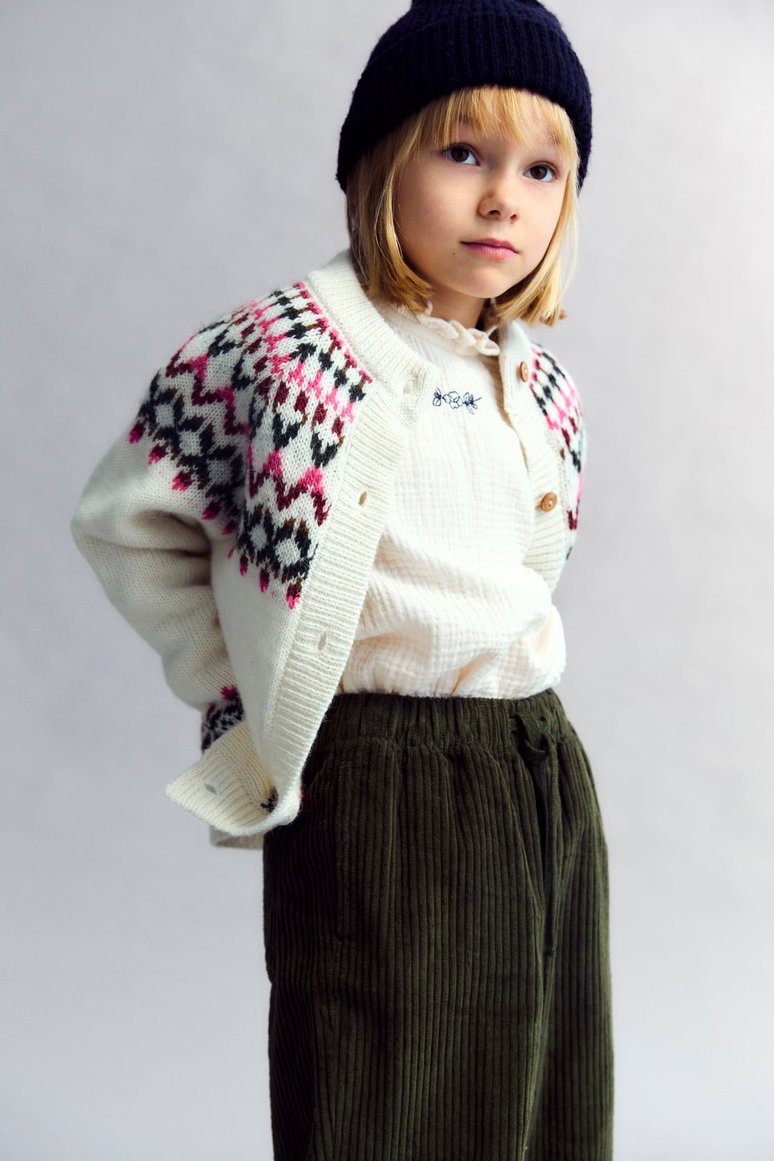 The New Society Wendy Cardigan Bambina Moonlight White Alpaca