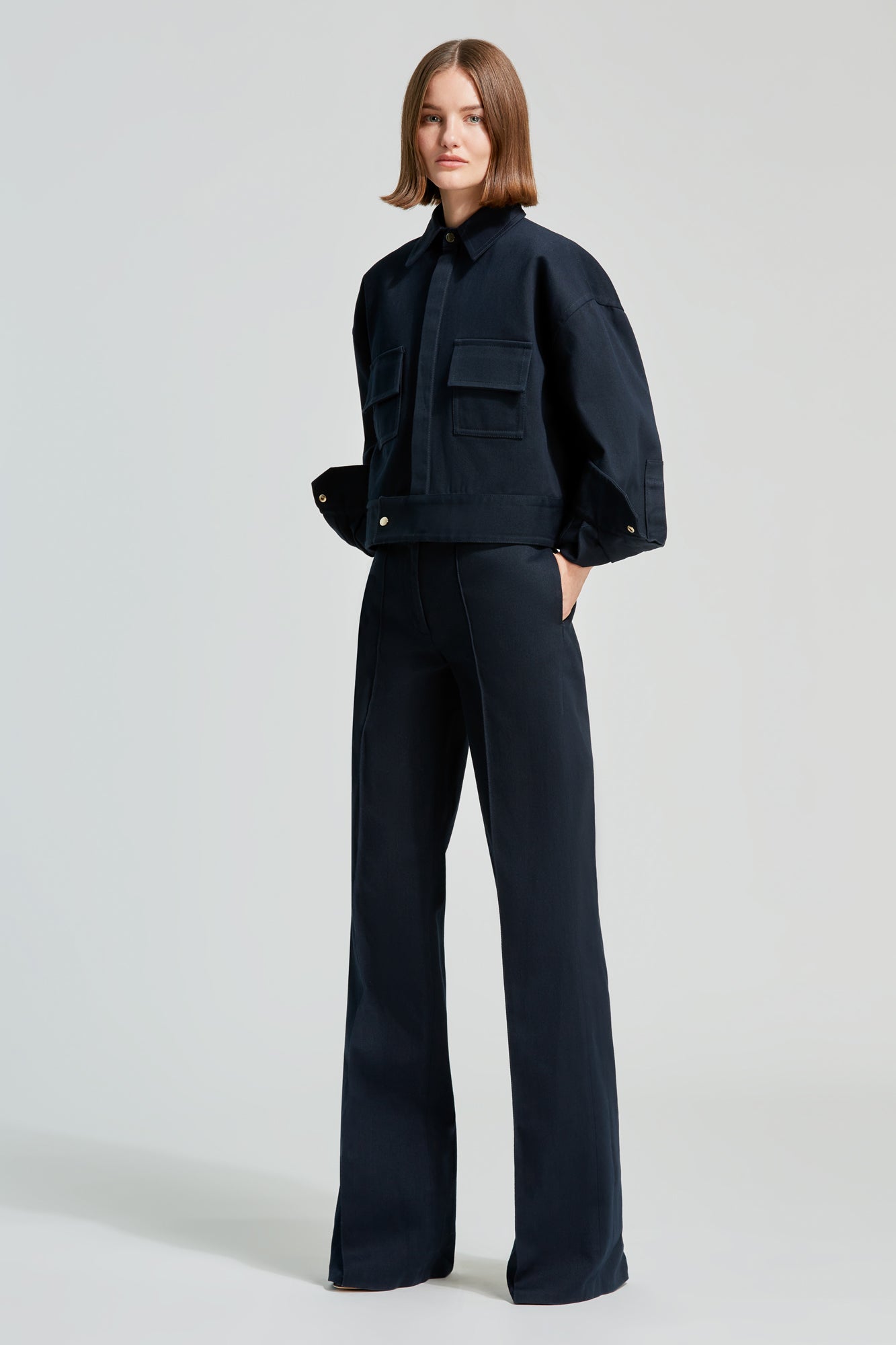 Sa Su Phi Lorenza giacca in gabardine blu navy