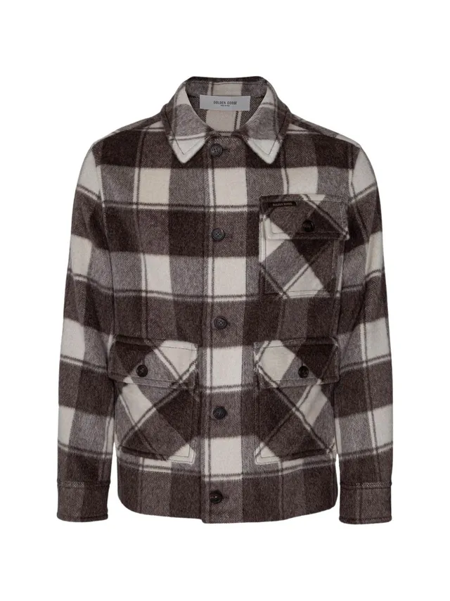 Golden Goose GUP02860 camicia uomo morel off white