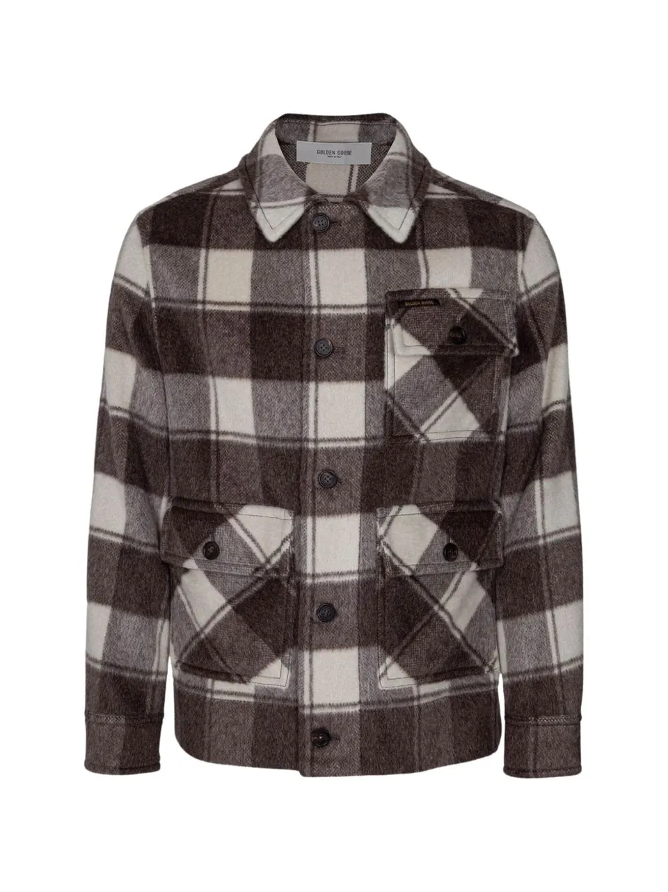 Golden Goose GUP02860 camicia uomo morel off white