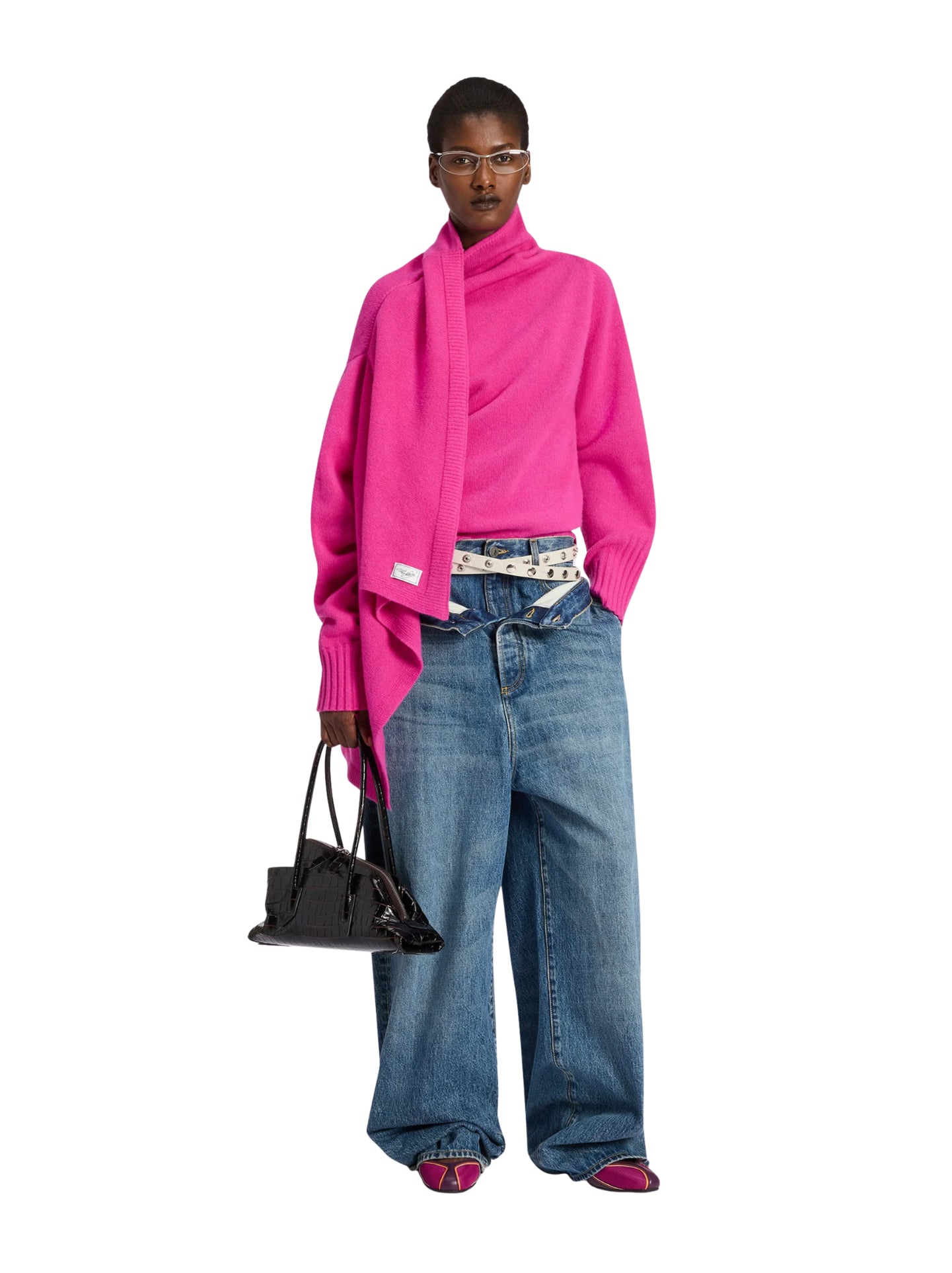 The Attico 261WCP00322 jeans donna blu gamba larga