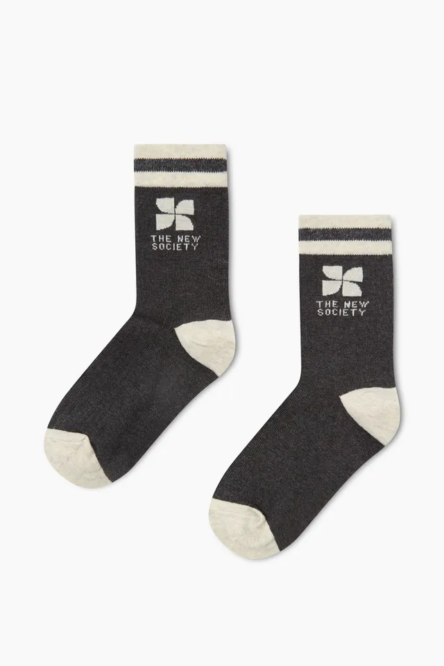 The New Society TNS Logo calzini grigio scuro cotone