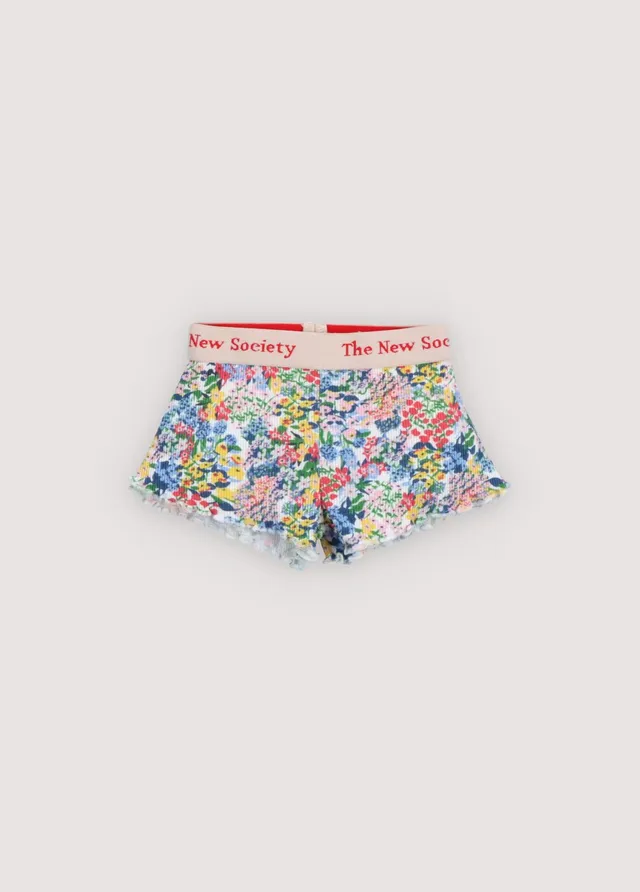 The New Society Rib shorts neonato fiori 6m