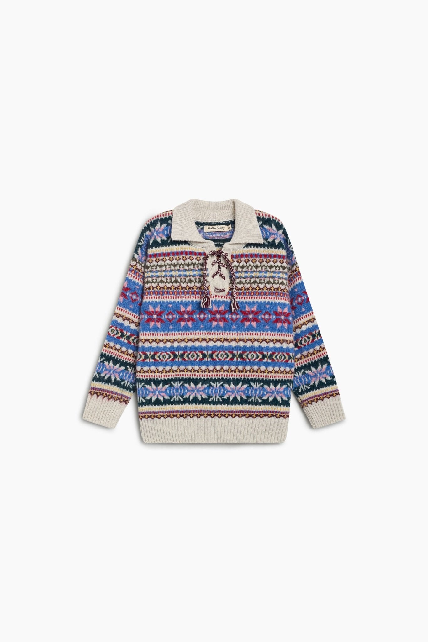 The New Society Caia Polo maglia bimba jacquard multicolore