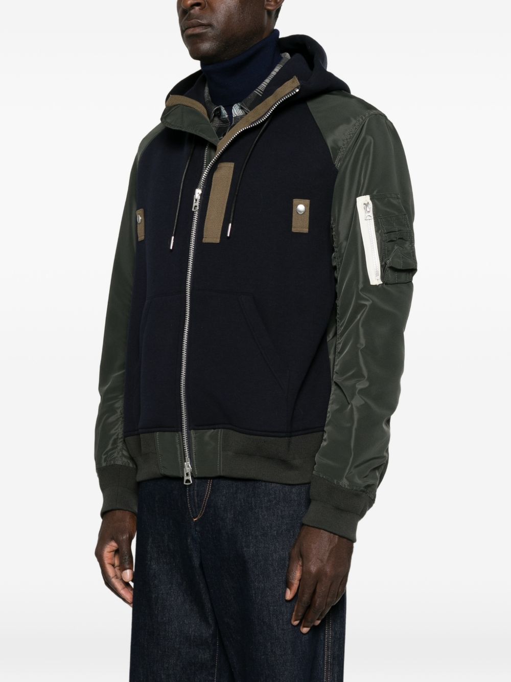 Sacai 26-04136M felpa navy khaki uomo